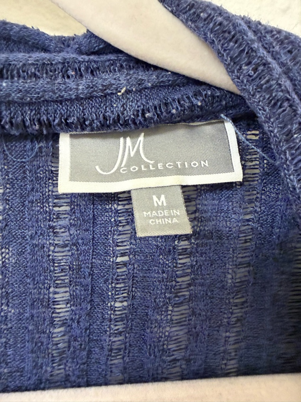 JM Collection Navy Open-Front Ribbed Cardigan - Picture 2 of 4